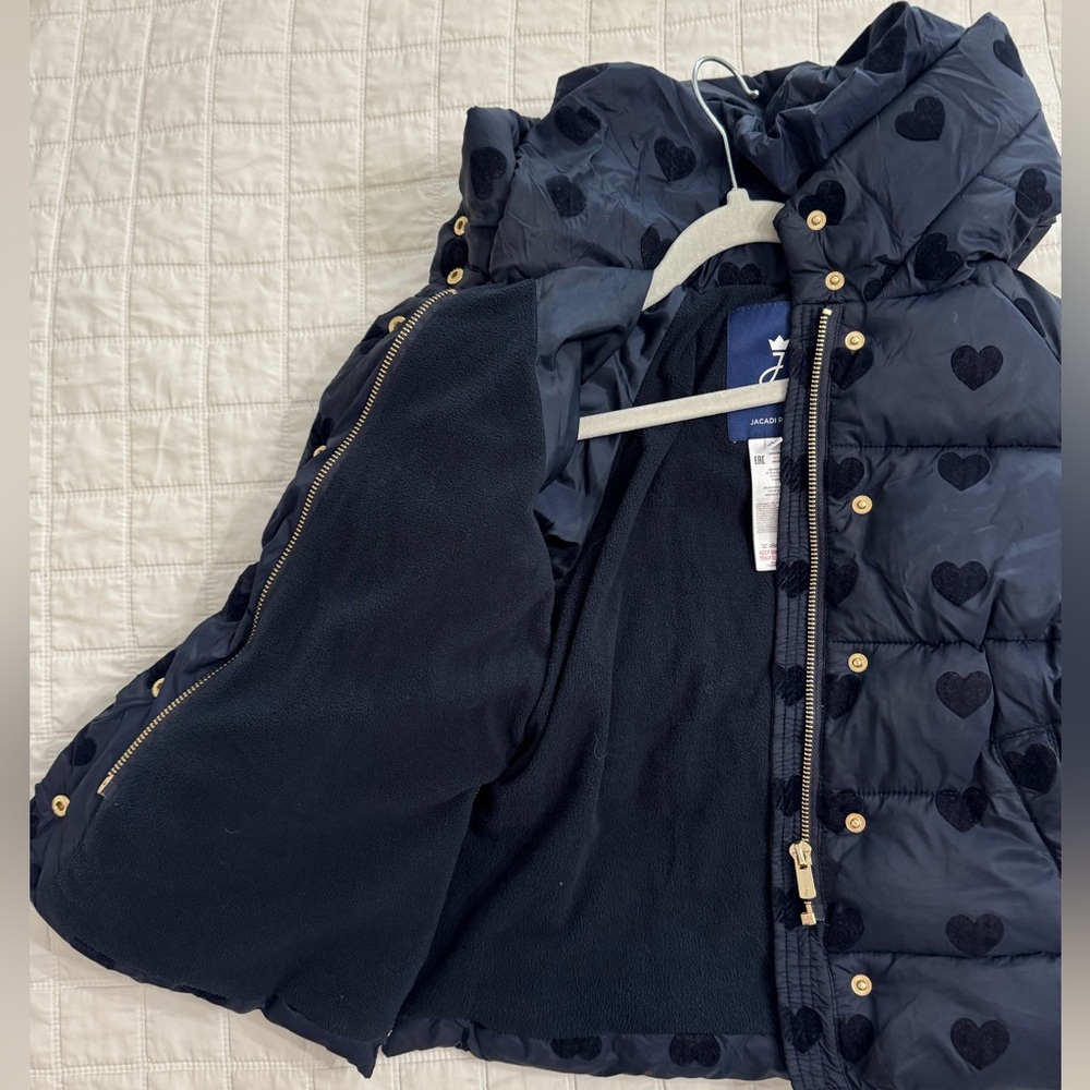 Jacadi Navy Heart Patterned Puffer Coat - Picture 8 of 14